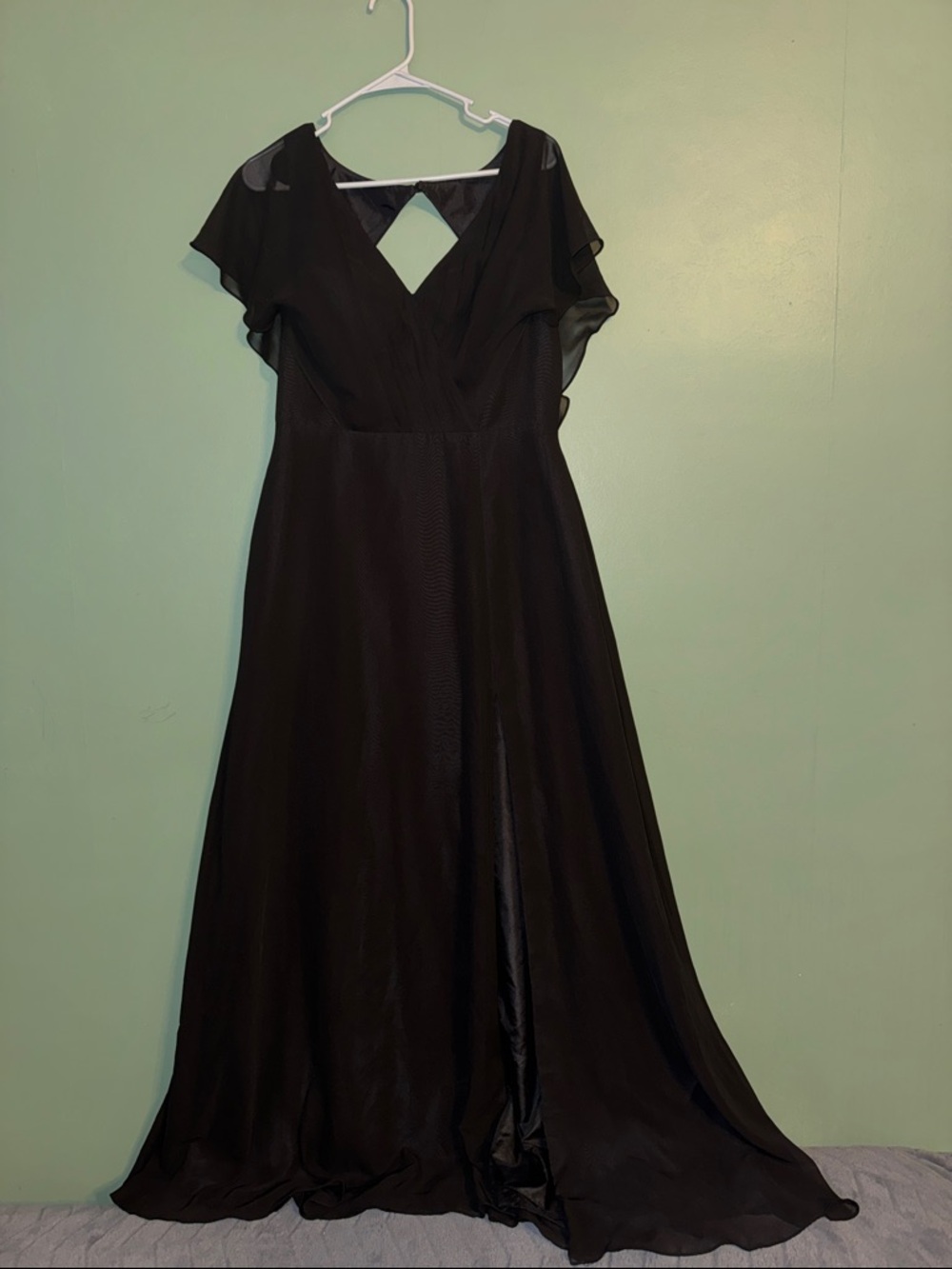 Azazie a10 Rylee black chiffon bridesmaid black tie dress in Black
